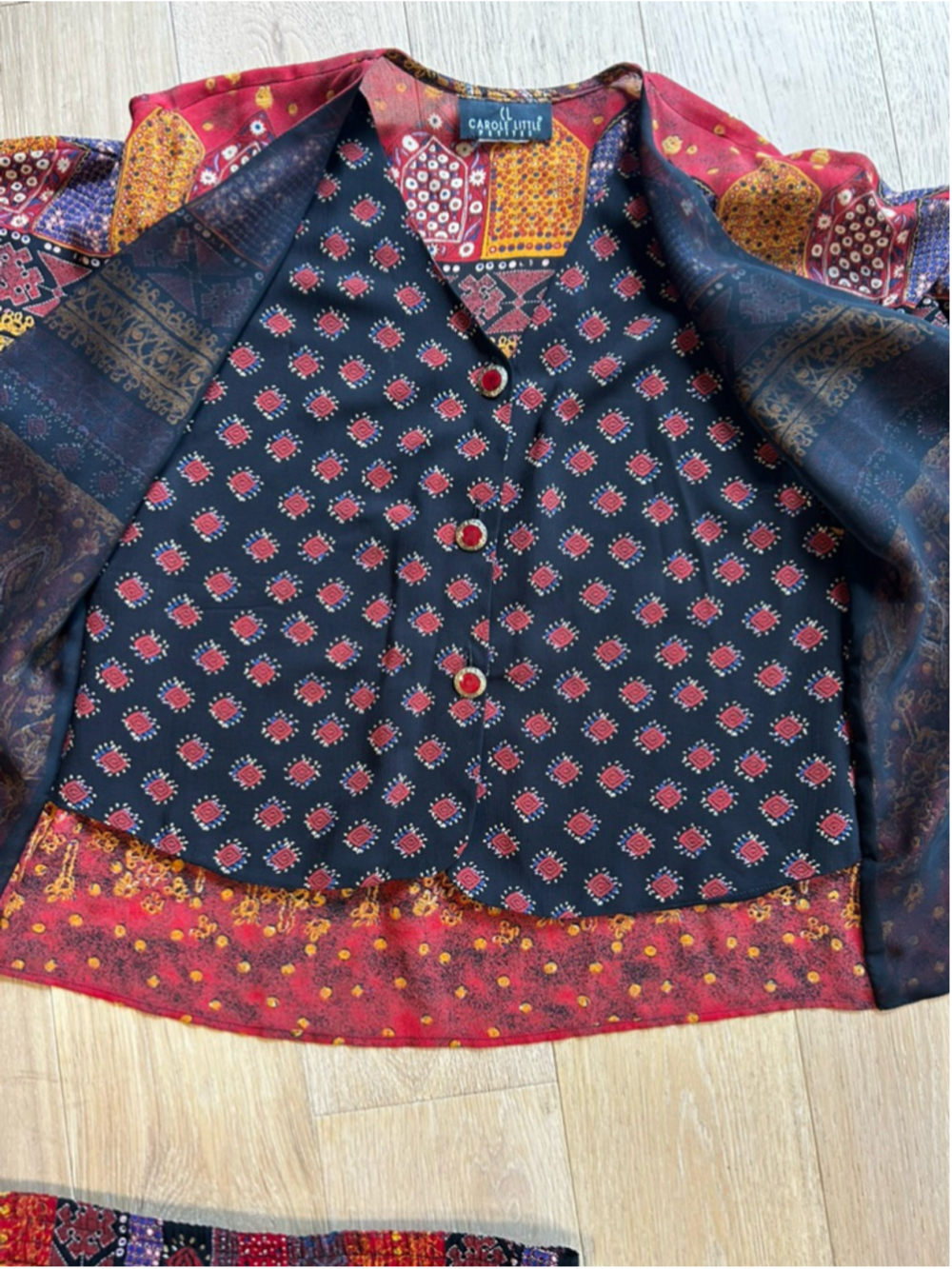 Carole Little 90s Matching Set Boho Patchwork Large - Picture 8 of 9